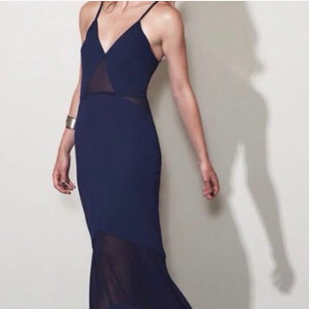 Revolve Fame & Partners navy blue maxi dress